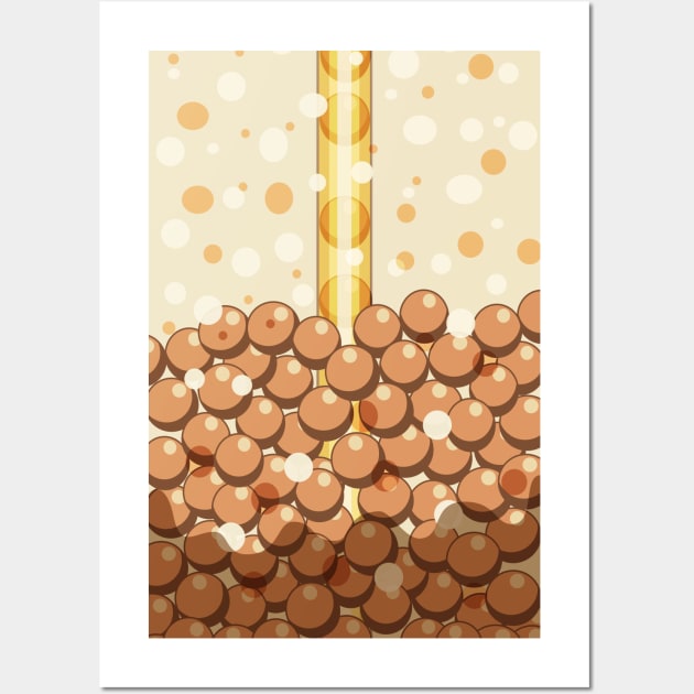 Bubble Tea Boba Tapioca Drink Cute Soft Wall Art by KeithXIII